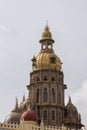 Central tower with domes of Mysore Palace, India.