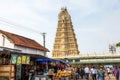 Mysore, Karnataka India - 2020 JAN - Devotees at the entrance of ancient temple at Chamundi Hill, Mysore,Karnataka, India