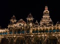 Mysore Palace illuminated by thousands of lightbulbs. Mysore, Karnataka, India Royalty Free Stock Photo