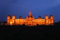 Mysore Palace in India illuminated at night Royalty Free Stock Photo