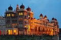 Mysore Palace in India illuminated at night Royalty Free Stock Photo