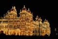 Mysore Palace in India illuminated at night Royalty Free Stock Photo