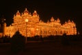 Mysore Palace in India illuminated at night Royalty Free Stock Photo