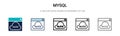 Mysql icon in filled, thin line, outline and stroke style. Vector illustration of two colored and black mysql vector icons designs