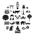 Mysteries of Asia icons set, simple style