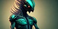Mysterious alien figure. AI Generative