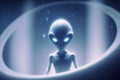 Mysterious Alien in blue tones, extraterrestrial creatures With Generative AI