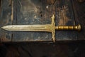 Mysterious Ancient relic sword gold. Generate Ai