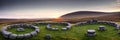 A mysterious and ancient stone circle nestled in a remote moorland Royalty Free Stock Photo