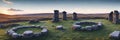 A mysterious and ancient stone circle nestled in a remote moorland Royalty Free Stock Photo