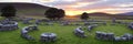 A mysterious and ancient stone circle nestled in a remote moorland Royalty Free Stock Photo