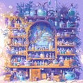 Mysterious Apothecary\'s Shelves, Vials & Plants
