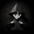 Mysterious Avian Origami Figure On Black Background