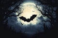 Mysterious Bat Flight in Misty Moonlit Sky Royalty Free Stock Photo