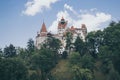 Mysterious beautiful Bran Castle. Vampire Residence of Dracula in the forests of Romania