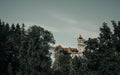 Mysterious beautiful Bran Castle. Vampire Residence of Dracula in the forests of Romania