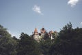 Mysterious beautiful Bran Castle. Vampire Residence of Dracula in the forests of Romania