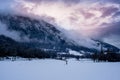 Mysterious and beautiful Mountains of Pyrenees under the snow