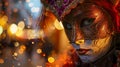 Mysterious Beauty in Venetian Masquerade Mask. Generative ai