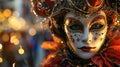 Mysterious Beauty in Venetian Masquerade Mask. Generative ai