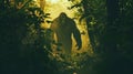 Mysterious bigfoot sighting in the deep forest Royalty Free Stock Photo