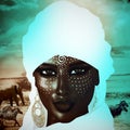 Mysterious Black Arab Woman from the Saharan sands. Royalty Free Stock Photo