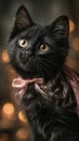 Mysterious black cat in holiday setting Royalty Free Stock Photo