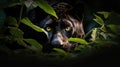 Mysterious black jaguar in the jungle