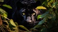 Mysterious black jaguar in the jungle