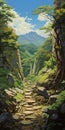 Mysterious Black Locust Tree On Mountainside Canyon Pathway Scene