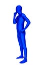 Mysterious blue man in morphsuit