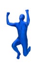Mysterious blue man in morphsuit
