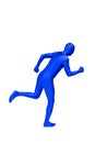 Mysterious blue man in morphsuit shows running