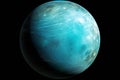 Mysterious blue planet set against a dark Cosmos-like backdrop, AI-generated.