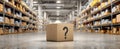 The mysterious box waiting in a large organized warehouse space. AI generated image Royalty Free Stock Photo