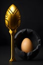 alien egg and real egg in a dark background Generative ai Royalty Free Stock Photo