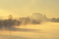 Mysterious Castle In Foggy Autumn