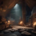 A mysterious cave with ancient paintings and artifacts, hinting at a lost civilization and untold stories5