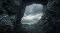 Mysterious Cave Entrance With Dark Sky Royalty Free Stock Photo