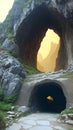 Mysterious Cave Entrance Leading into the Heart of the Mountain