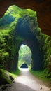 Mysterious Cave Entrance Leading into the Heart of the Mountain Royalty Free Stock Photo