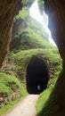 Mysterious Cave Entrance Leading into the Heart of the Mountain Royalty Free Stock Photo