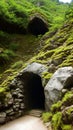 Mysterious Cave Entrance Leading into the Heart of the Mountain Royalty Free Stock Photo