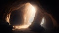 A mysterious cave entrance with a soft glow from within