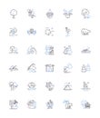Mysterious cave exploration line icons collection. Mine, Underground, Abyss, Enigma, Cavern, Bewilderment, Labyrinth