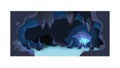 Mysterious Cave Interior with Glowing Crystals and Pathways, vector design Generative AI Royalty Free Stock Photo