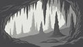 Mysterious Cave Interior with Stalactites, Cavern Exploration Vector, vector design Generative AI Royalty Free Stock Photo