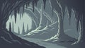 Mysterious cave interior with stalactites, evoking adventure and exploration, vector design Generative AI Royalty Free Stock Photo