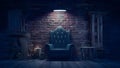 Mysterious Chamber with Pendulum and Shadowed Throne. Concept Escape Room, Mystery Puzzle, Hidden