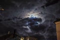 Mysterious clouds shape like a mushroom blocking the moonlight